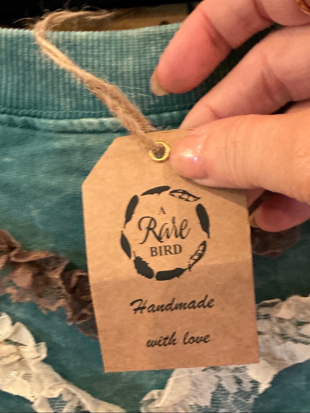 Teal Heart-Ruffle Crewneck Sweater - Picture 4 of 6